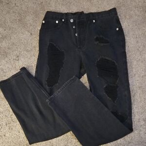Rue21 Black Straight Leg Distressed Jeans